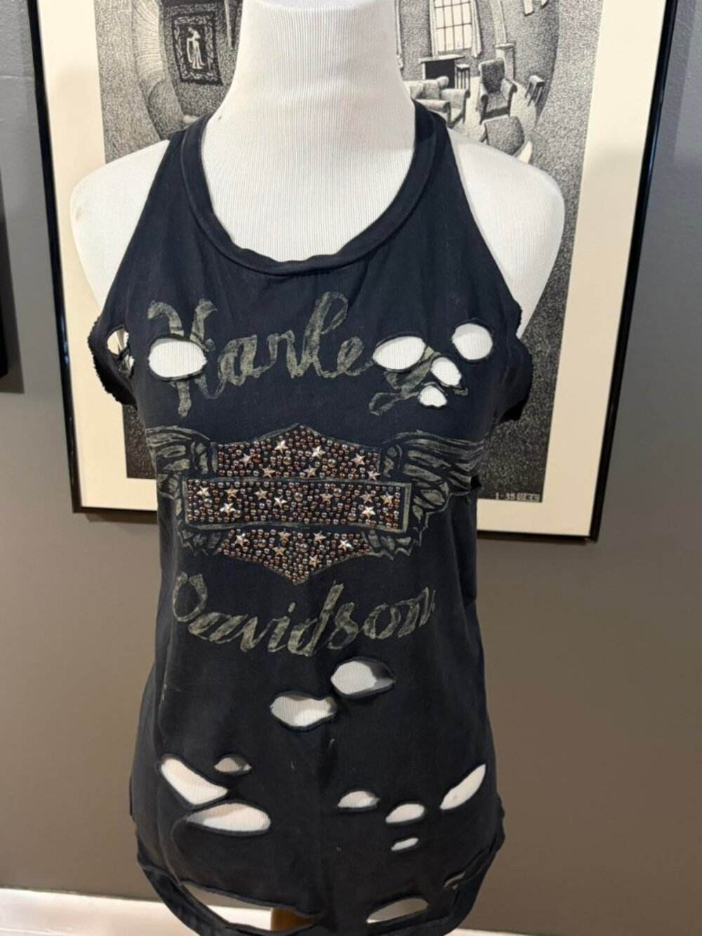 Harley Davidson Women's Black and Grey Vest